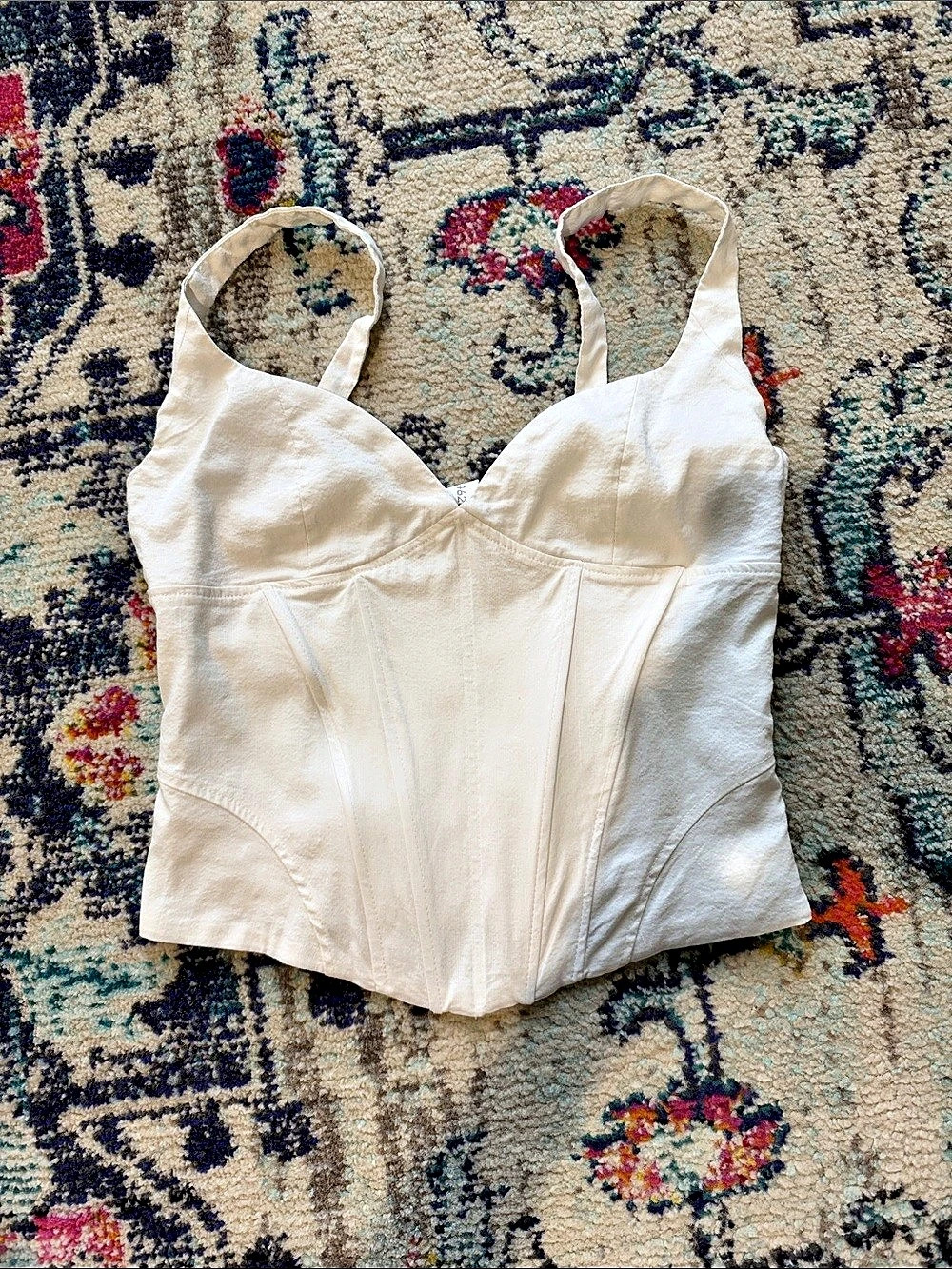 Zara Corset White Structured Tank Top